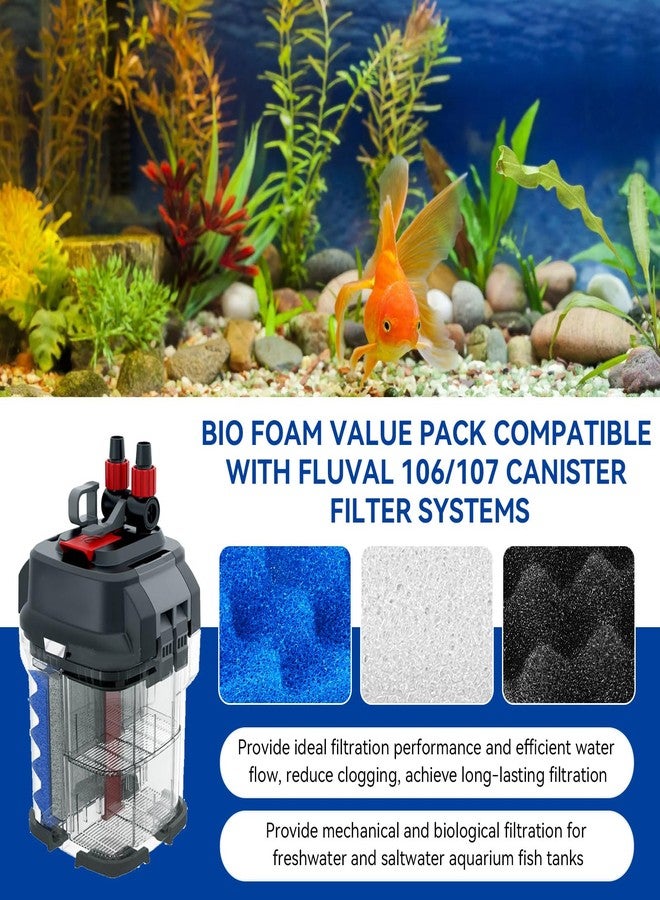 IFERLA 10 Pack Bio Foam Compatible with Fluval 106 & 107 Canister Filter, Filter Sponge Replacement Aquarium Filter Media for Biological Filtration, Including Blue White Black Filter Media Replacement Kit - Image 2